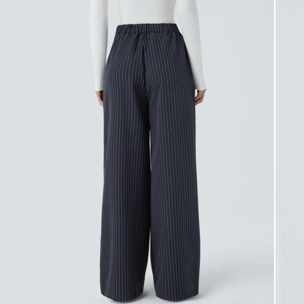 Halara High Waisted Slit Pocket Wide Leg Striped Work Pant NWT Size M - Picture 5 of 8
